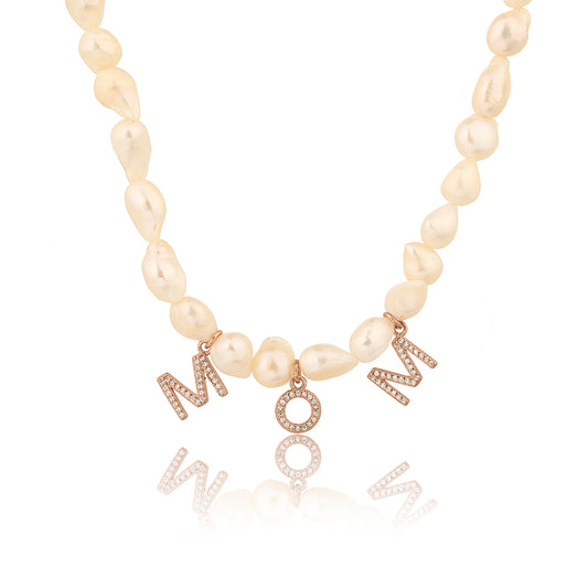 שרשרת צ׳וקר פנינים רוז גולד