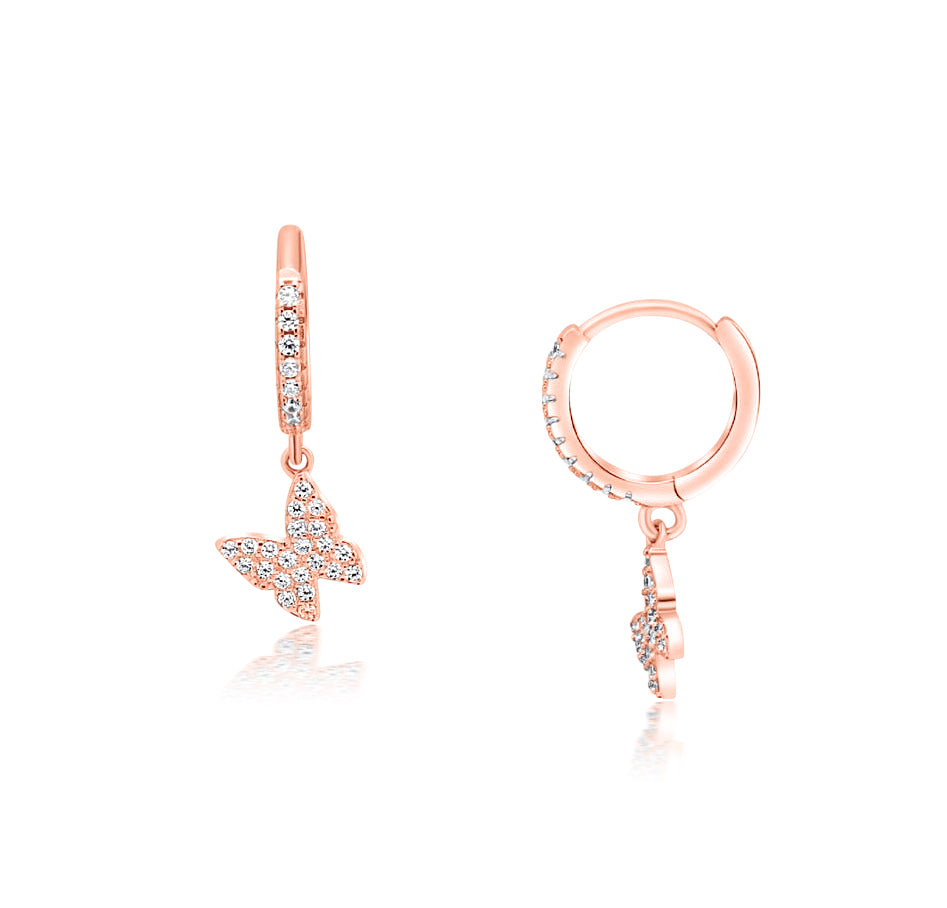 עגיל פרפר משובץ