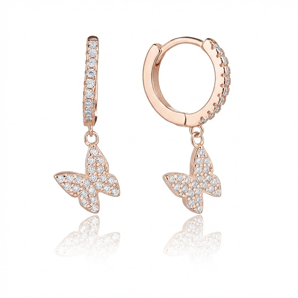 עגיל פרפר משובץ