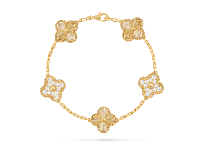 צמיד תלתן משובץ