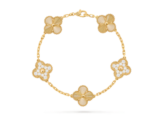 צמיד תלתן משובץ