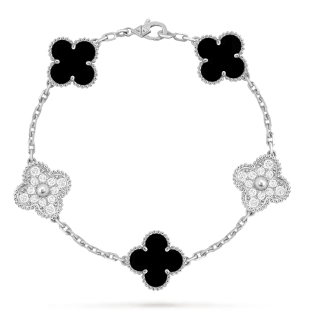 צמיד תלתן משובץ